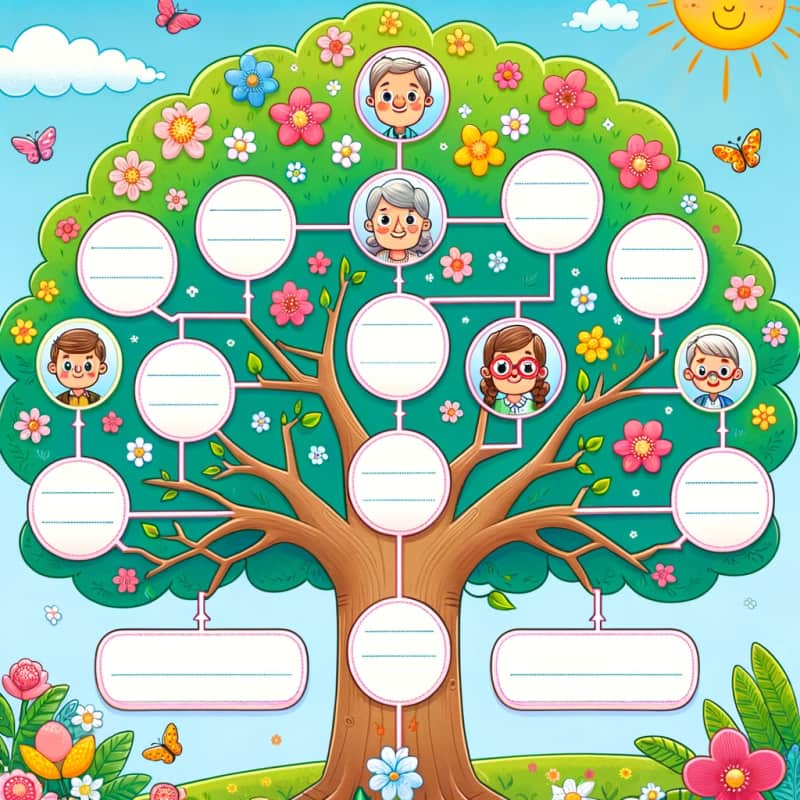 Modello di albero genealogico per la scuola